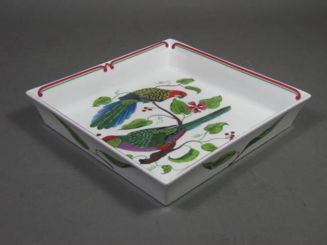 1989 Lynn Chase Designs China Parrots Of Paradise 9" Square Buffet Dish Bowl NR! 3