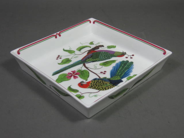 1989 Lynn Chase Designs China Parrots Of Paradise 9" Square Buffet Dish Bowl NR! 4