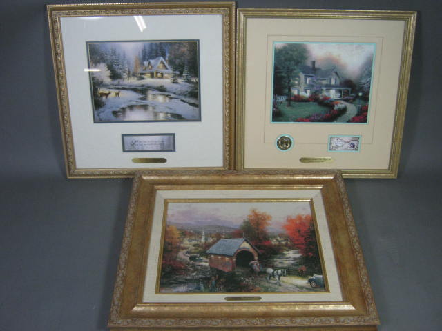 3 Thomas Kinkade Framed Prints Country Memories Deer Creek Cottage Home Is Where