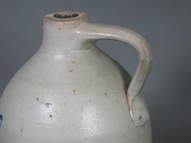 Antique 1800s Stoneware Salt Glaze Jug Bleecker & Corcoran Albany NY Cobalt Blue 4
