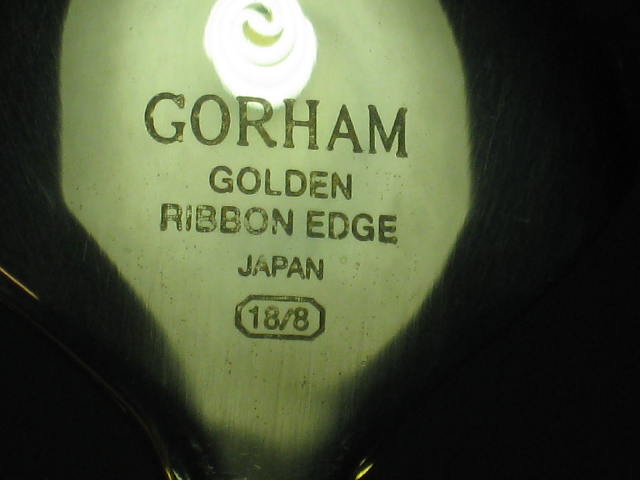 25-Pc Set Gorham Stainless Golden Ribbon Edge Flatware For 5 Forks Spoons Knives 3