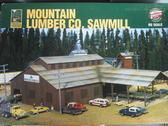 Walthers Cornerstone Lot HO Scale Structure Kit Sawmill Bank Printing Power Rail 2