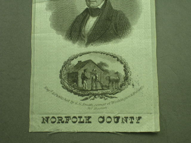 1840 William Henry Harrison & Reform Jubilee Norfolk County Silk Campaign Ribbon 2