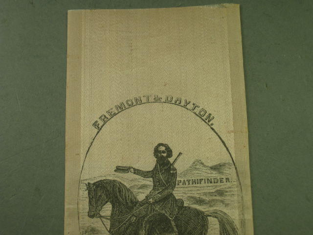 1856 John Fremont & William Dayton Silk Campaign Ribbon Free Soil Speech Press 1