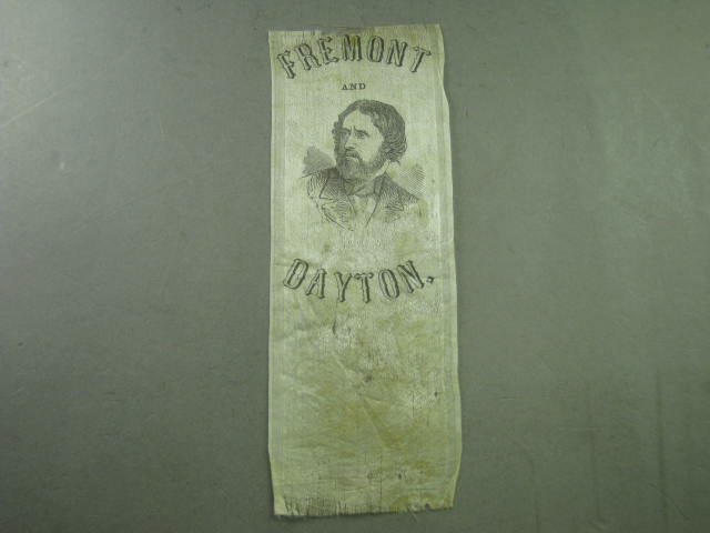 1856 John Fremont & William Dayton Silk Campaign Ribbon Free Soil Speech Press