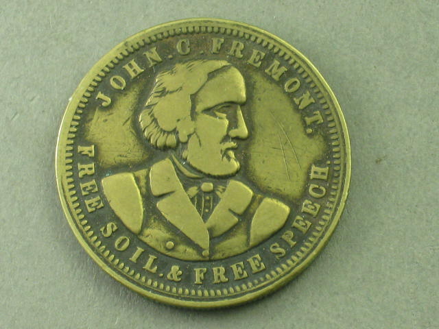 1856 John C. JC Fremont & William Dayton Campaign Token Medal Free Soil + Speech