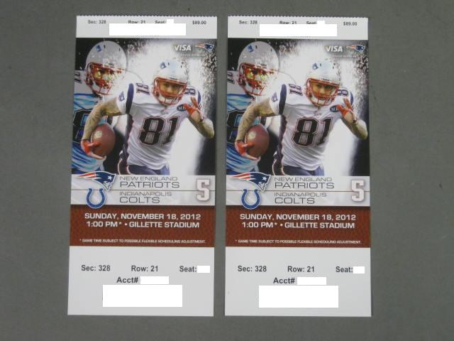 2 New England Patriots Indianapolis Colts Tickets 11/18 Gillette Stadium NO RES!