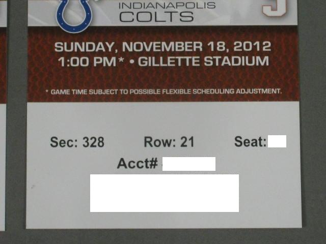 2 New England Patriots Indianapolis Colts Tickets 11/18 Gillette Stadium NO RES! 2