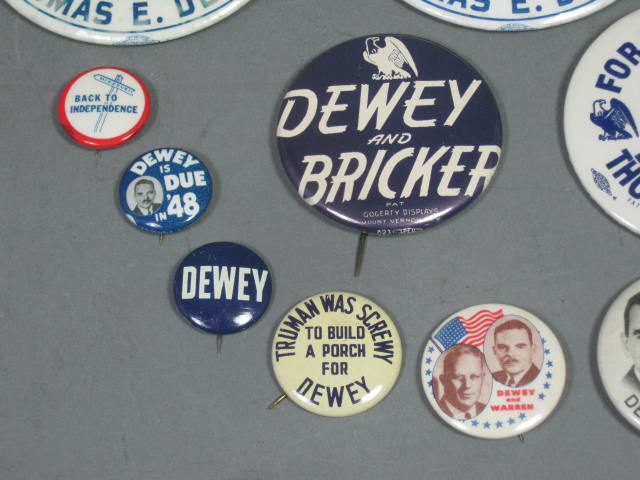 14 1944 1948 Dewey Bricker Warren Campaign Pins Pinbacks Button Badge Tab Jugate 1