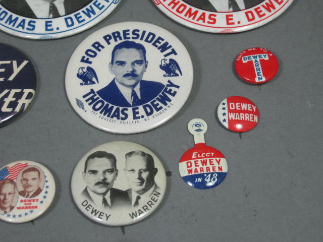 14 1944 1948 Dewey Bricker Warren Campaign Pins Pinbacks Button Badge Tab Jugate 2