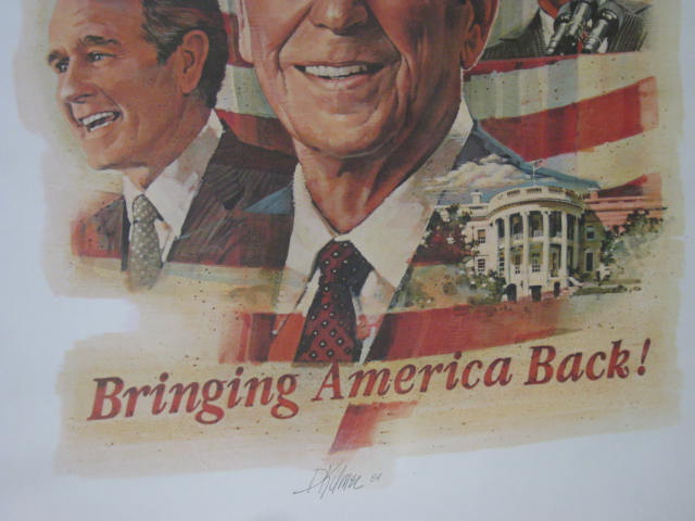 1984 Ronald Reagan George Bush Jugate Campaign Poster Bringing America Back! NR! 2