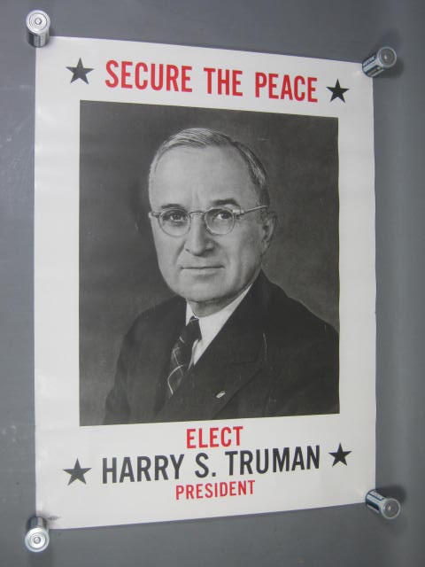 1948 Harry Truman / Alben Barkley President Campaign Poster Secure The Peace NR!