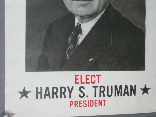 1948 Harry Truman / Alben Barkley President Campaign Poster Secure The Peace NR! 2