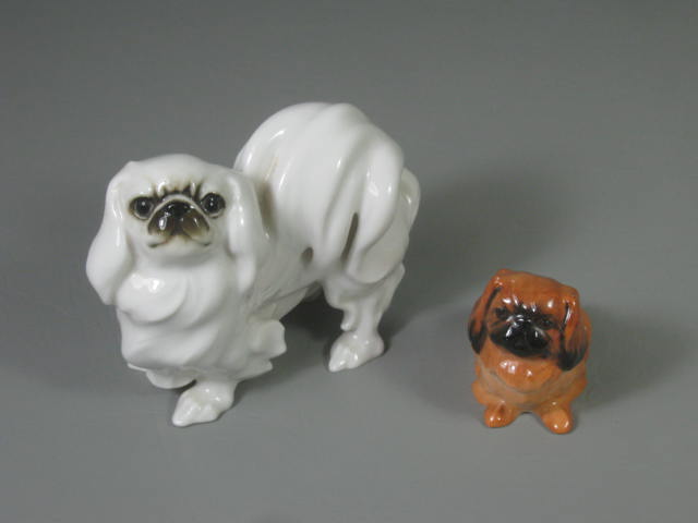 2 Vtg Pekingese Dog Figurines Figure Royal Doulton Bone China Seated +JR Germany