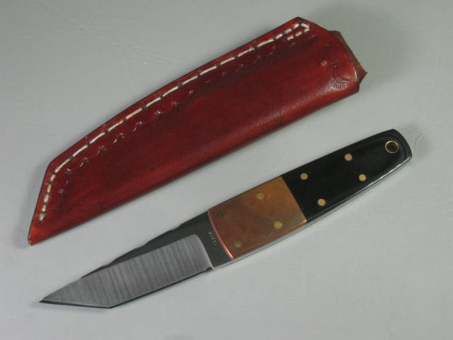 Custom Hand Made Raleigh Tabor Tanto Knife 3.5" Blade Carbon & Copper Handle NR!