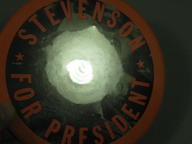 1952 1956 Adlai Stevenson Smiling Orange Text Campaign Pin Pinback Button 6" NR! 2