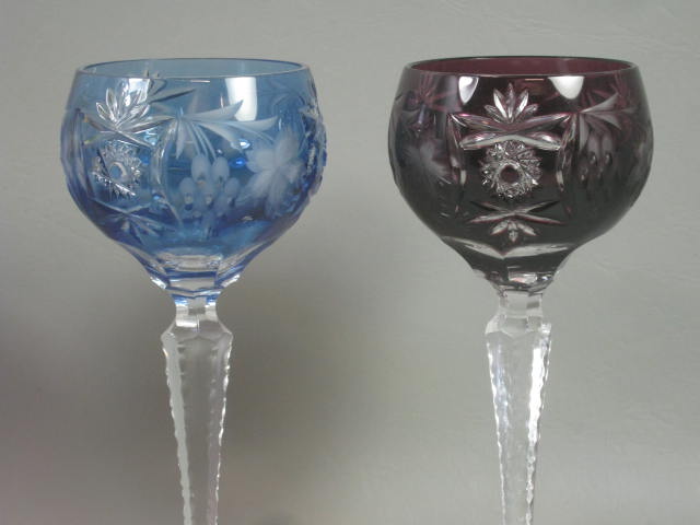 4 Nachtmann Traube Multi Color Cut To Clear Crystal Hock Wine Glass Goblet Set 1