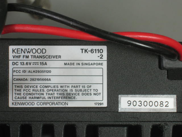 Kenwood TK-6110 Type 2 UHF 2-Way Mobile Radio ALH29351120 W/ Mic Wires Bracket + 3