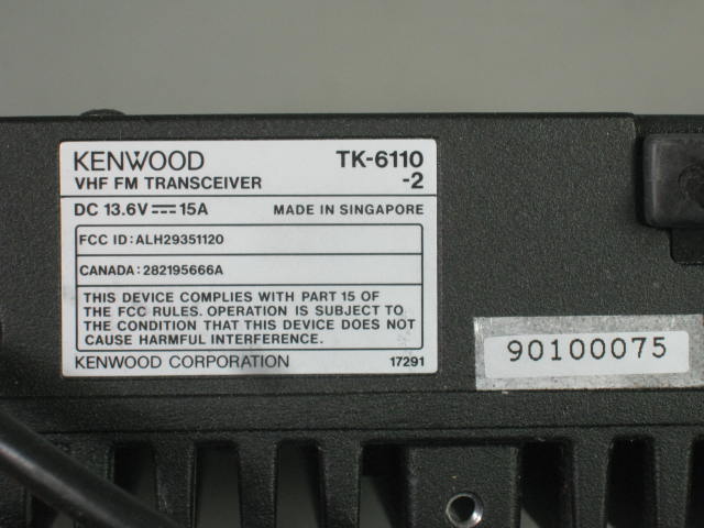 Kenwood TK-6110 Type 2 UHF 2-Way Mobile Radio ALH29351120 W/ Mic Wires Bracket + 3
