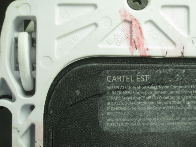 2011 Burton Cartel EST Acid Test Snowboard Bindings Size Medium NO RESERVE PRICE 8
