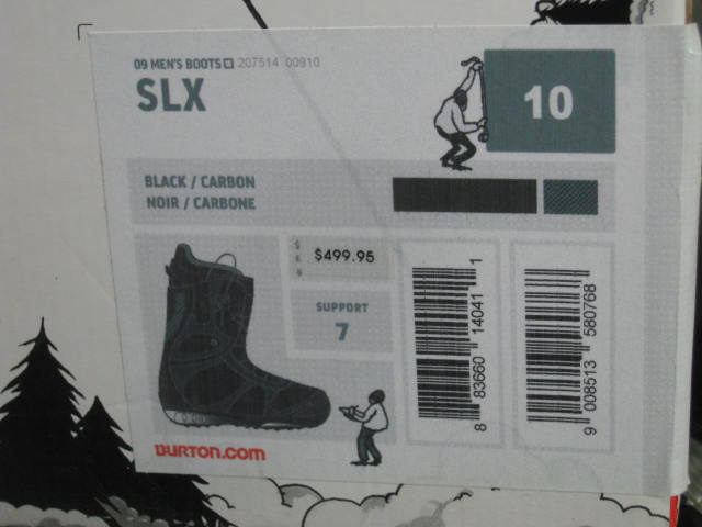 2009 Mens Burton SLX Snowboard Boots Size 10 Black/Carbon W/ Box RESERVE PRICE! 8