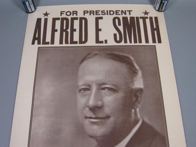 Vtg Original 1928 Alfred Al Smith Campaign Poster Honest Able Fearless 14" x 22" 1