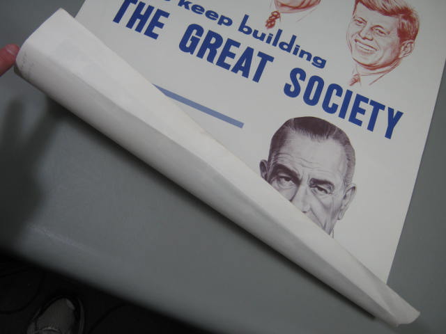 1964 Johnson LBJ Great Society Campaign Poster FDR Roosevelt Truman JFK Kennedy 5