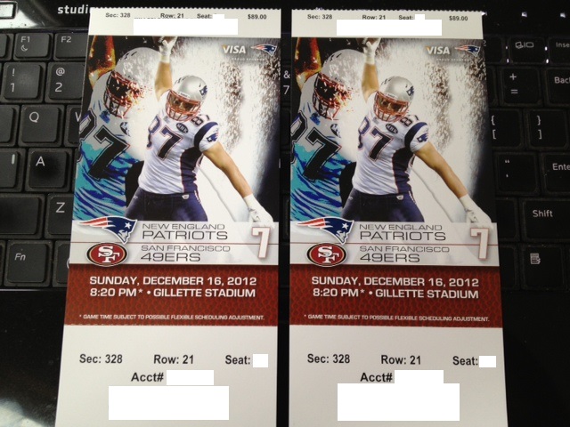 2 New England Patriots San Francisco 49ers NFL Tickets Gillette 12/16 NO RESERVE