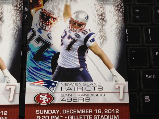 2 New England Patriots San Francisco 49ers NFL Tickets Gillette 12/16 NO RESERVE 1