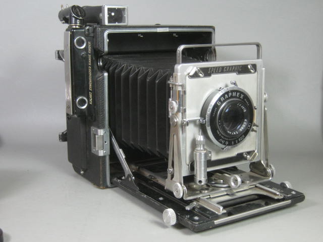 Graflex Graphex Speed Graphic 4x5 Large Format Camera 2 Lenses Flash Film Backs+ 2