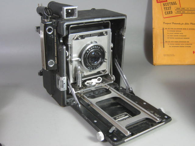 Graflex Graphex Speed Graphic 4x5 Large Format Camera 2 Lenses Flash Film Backs+ 9