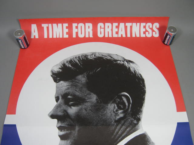 1960 JFK John F Kennedy Campaign Poster A Time For Greatness + Paper Coffee Cup 1