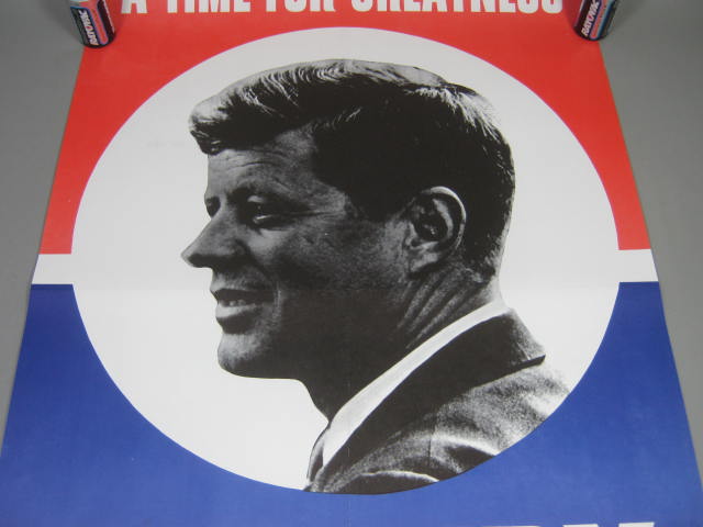 1960 JFK John F Kennedy Campaign Poster A Time For Greatness + Paper Coffee Cup 2