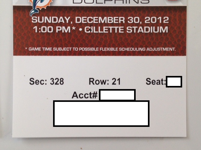 2 New England Patriots Miami Dolphins NFL Tickets Gillette 12/30 NO RESERVE!! 2