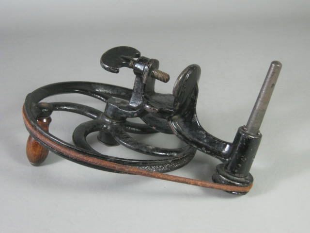 Vintage Antique Cast Iron Clamp-On Hand Crank Leather Wood Handle Sewing Machine 4