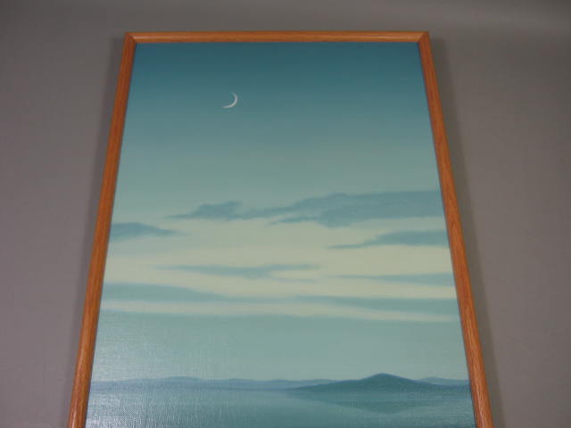 Vermont Artist Robert Huntoon Original Oil Painting Moon Over Shelburne Bay $600 1
