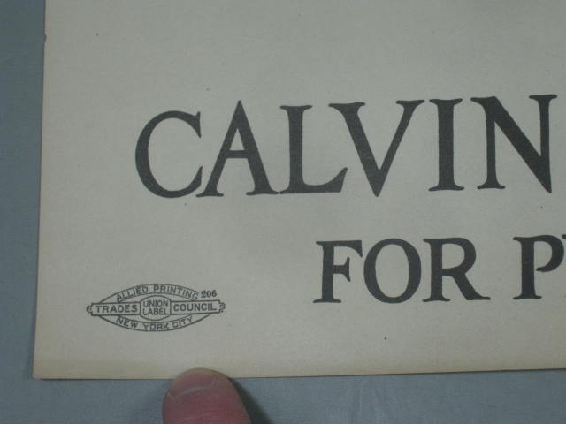 Rare Vtg 1924 Calvin Coolidge Charles Dawes Jugate Presidential Campaign Poster 5