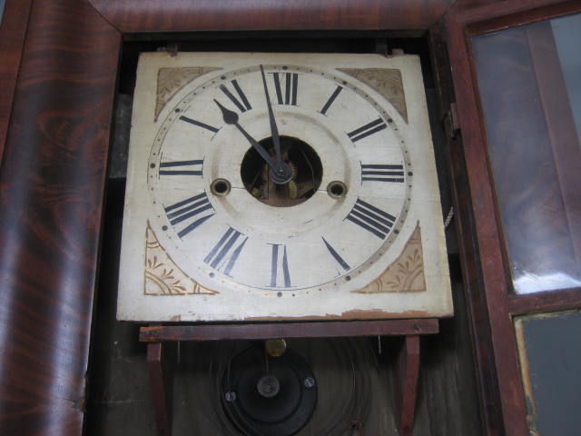 Antique 1830s 1840s Stever & Prindle 8 Eight Day Wall Clock Bristol Connecticut 4