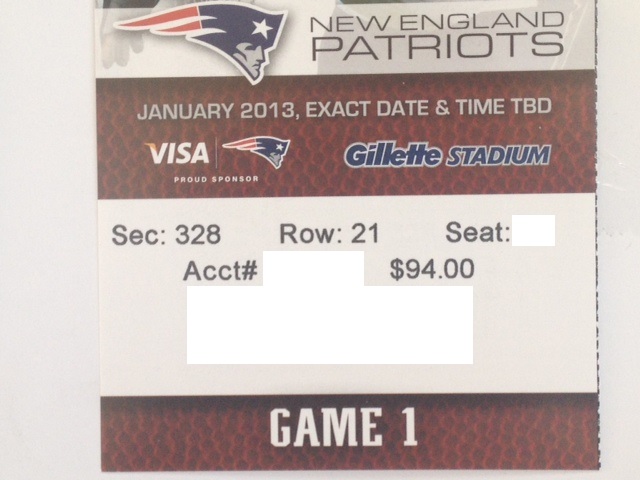2 New England Patriots Houston Texans NFL Divisional Game Playoff Tickets 1/13 2