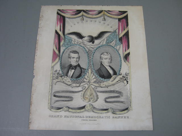 1844 Polk Dallas Grand National Banner Jugate Campaign Lithograph Print Currier