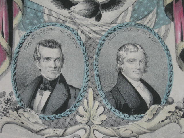 1844 Polk Dallas Grand National Banner Jugate Campaign Lithograph Print Currier 1