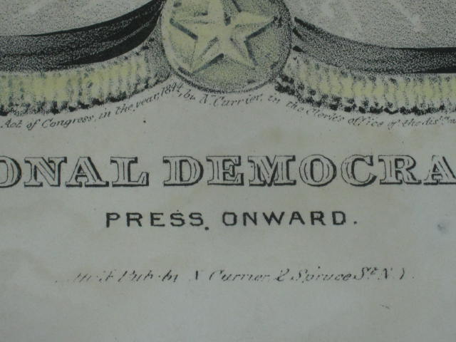 1844 Polk Dallas Grand National Banner Jugate Campaign Lithograph Print Currier 5