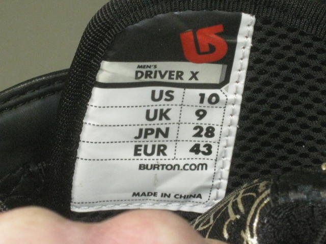 Mens 2011 Burton Driver X Snowboard Boots US Size 10 UK 9 JPN 28 EUR 43 Imprint 8