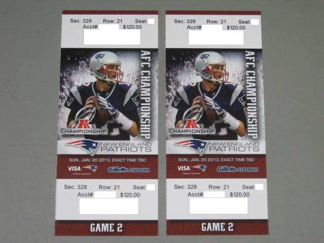 2 New England Patriots Baltimore Ravens AFC Championship Game 1/20 No Reserve!