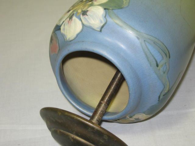 Vtg Antique Mary Louise McLaughlin Hand Painted Pottery Ceramic Table Vase Lamp 5