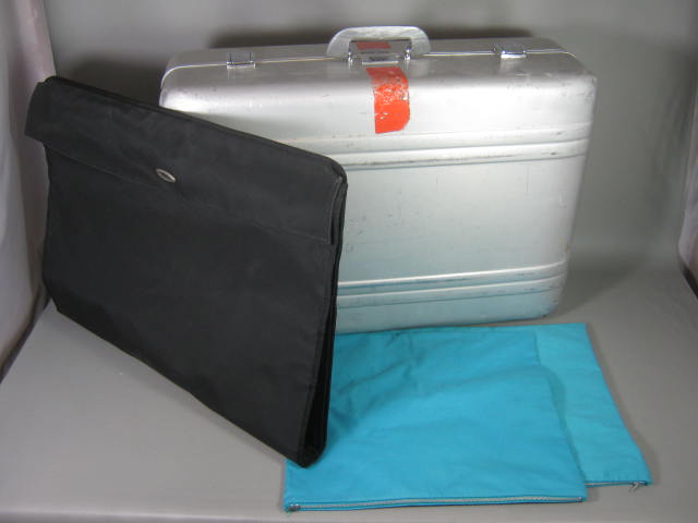Zero Halliburton Aluminum Lined Suitcase Case Luggage + Garment Bag + 26"x18"x9"
