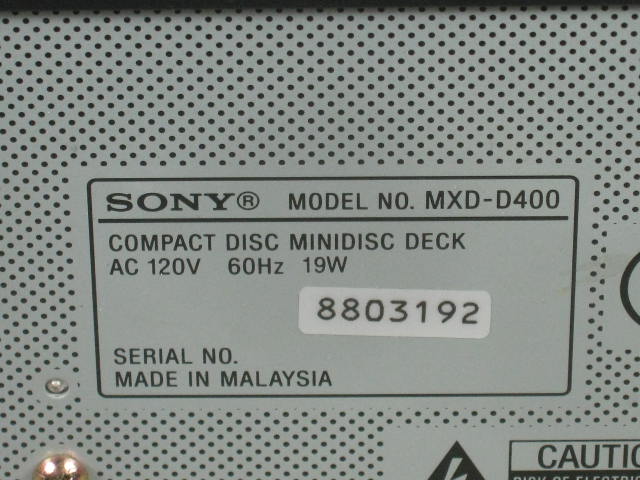 Sony MXD-D400 Combo Minidisc MD Compact Disc CD Synchro Player Recorder Deck NR! 5