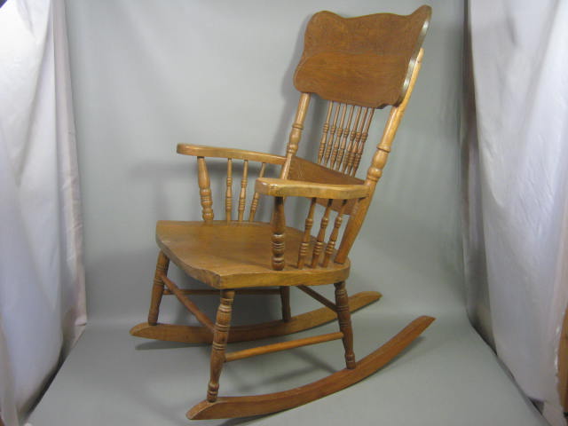 Vtg Antique Carved Wood Wooden Rocking Chair Rocker 38" x 31" x 19.5" NO RESERVE 4