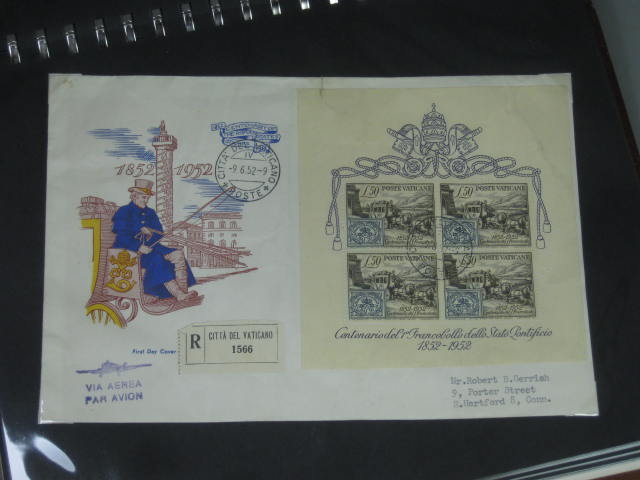 Vintage 1949-1953 Vatican City Stamp FDC First Day Cover Album Collection Lot NR 10