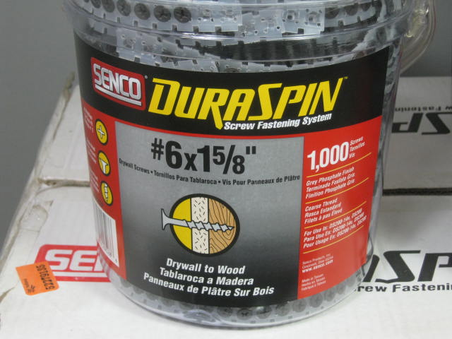 Full Case 6,000 Senco DuraSpin Collated Drywall Wood Screws #6 1 5/8" 06A162P NR 1